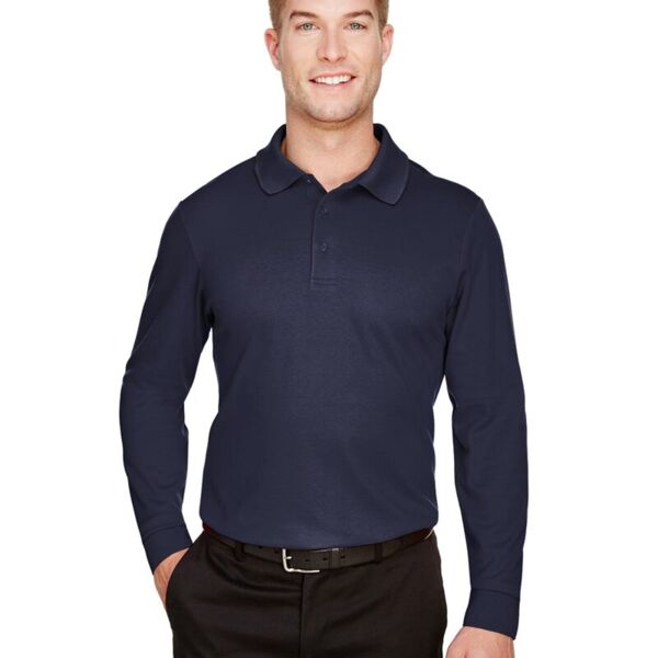 Men's CrownLux Performance® Plaited Long Sleeve Polo Thumbnail